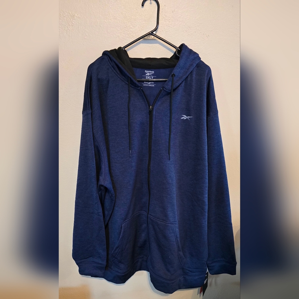 Reebok, Blue Speedwick Zip-Up Hoodie, Size 3XLT, NWT